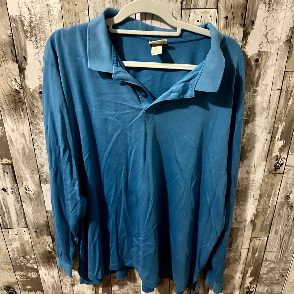 L.L. Bean Men's Teal Long Sleeve Polo Shirt